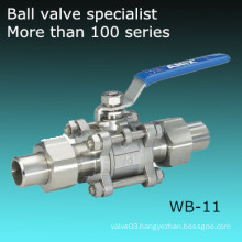 3-PC Cast Steel Double Union Ball Valve with Locking Handle